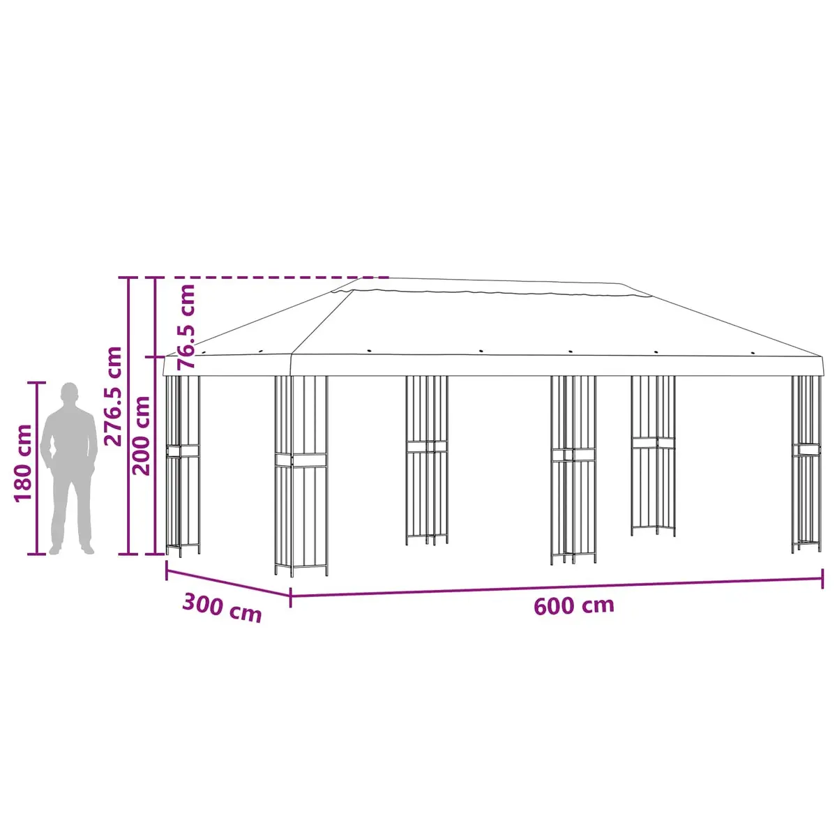 Gazebo Outdoor Garden Canopy 6x3m Cream Polyester Steel with Mesh Sidewalls