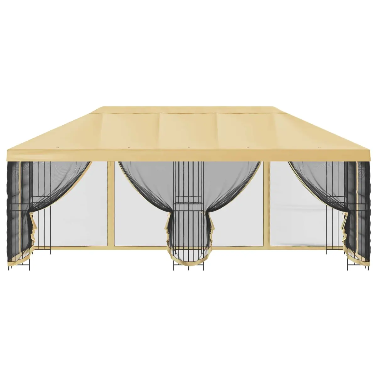 Gazebo Outdoor Garden Patio Canopy 6 x 3 m Cream with Mesh Sidewalls