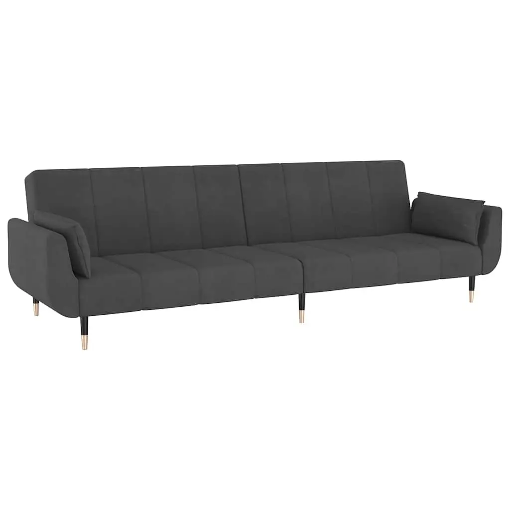 2-Seater Sofa Bed Convertible Lounger Grey Velvet