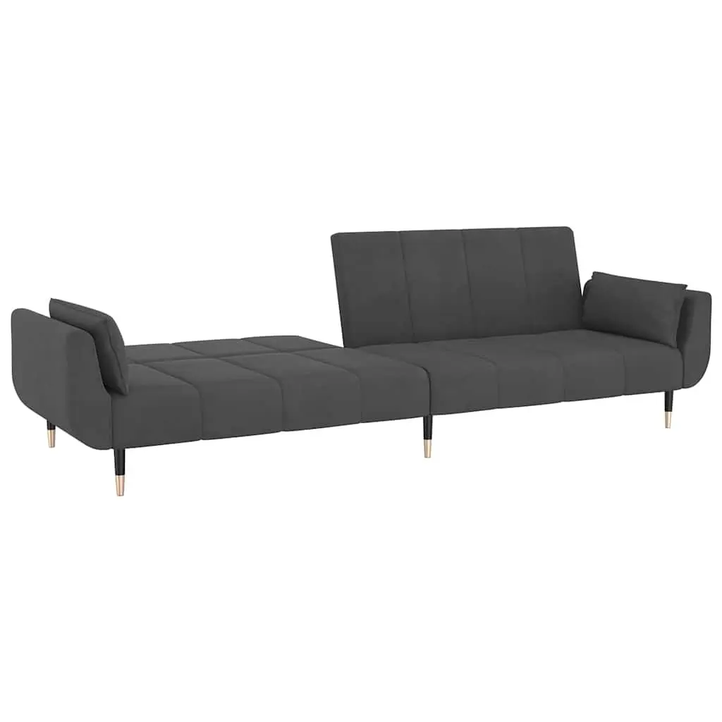 2-Seater Sofa Bed Convertible Lounger Grey Velvet