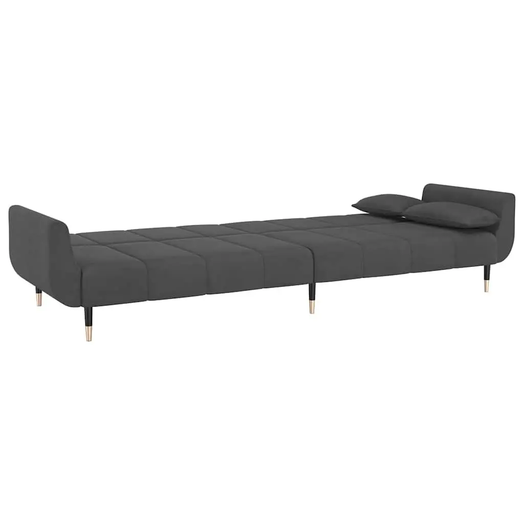 2-Seater Sofa Bed Convertible Lounger Grey Velvet