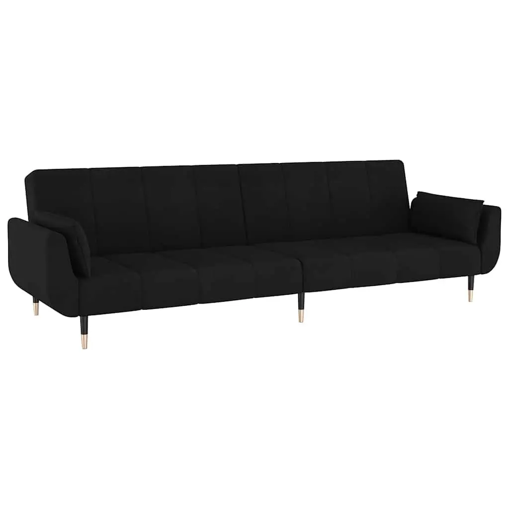 Convertible Sofa Bed Adjustable Backrest 2 Seater Black