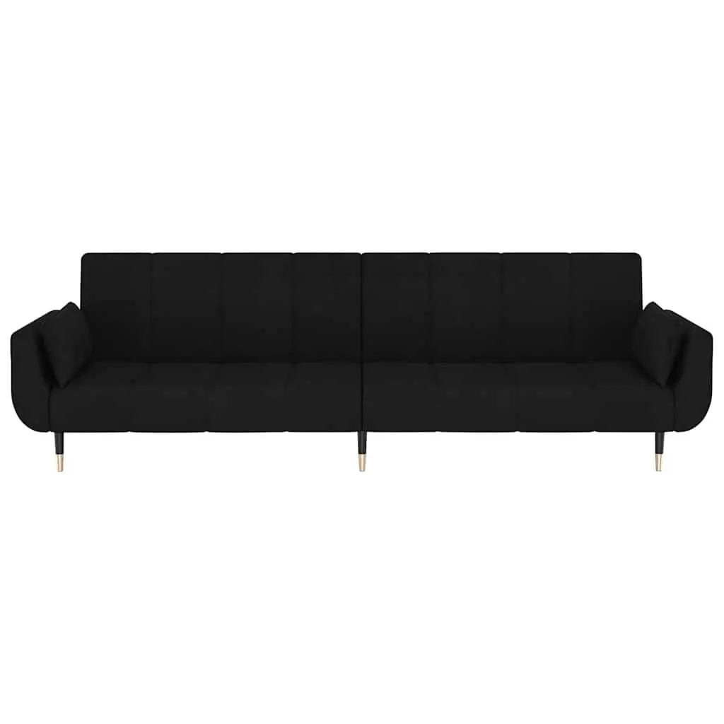 Convertible Sofa Bed Adjustable Backrest 2 Seater Black