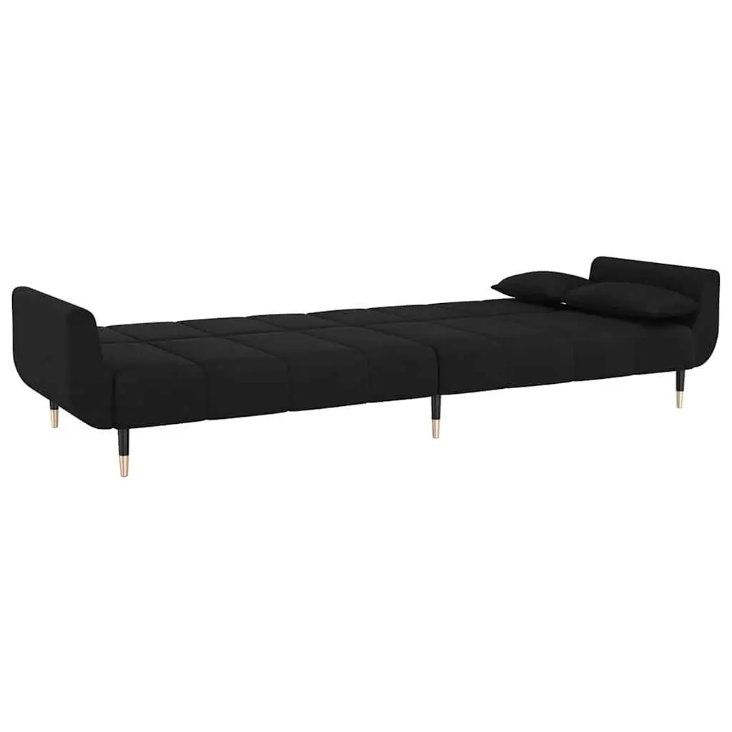 Convertible Sofa Bed Adjustable Backrest 2 Seater Black