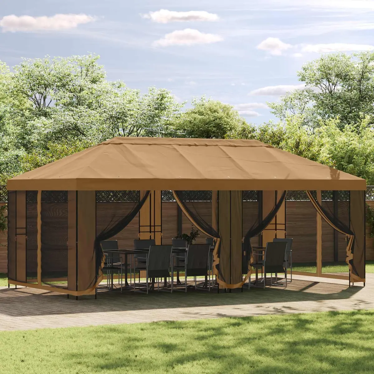 Gazebo Frame Outdoor Garden Canopy 6 x 3 m Black Steel