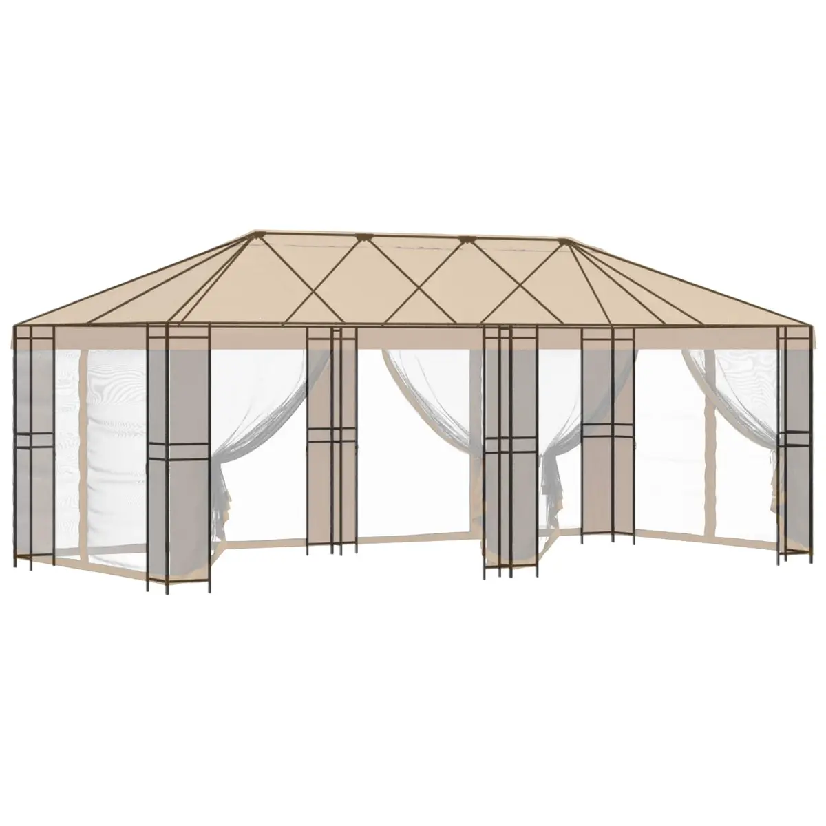 Gazebo Frame Outdoor Garden Canopy 6 x 3 m Black Steel