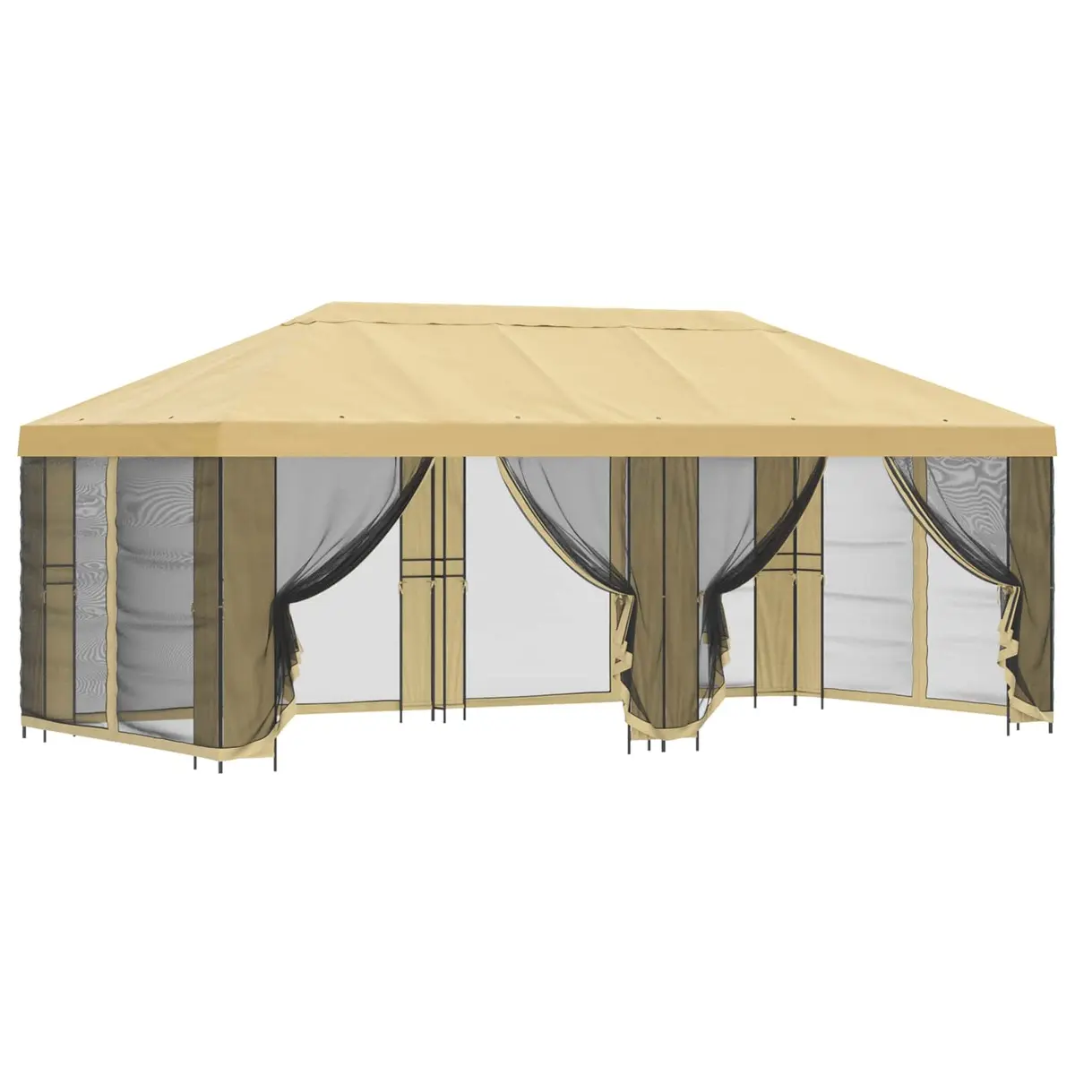 Garden Gazebo Outdoor Canopy 6x3m Cream with Black Mesh Sidewalls