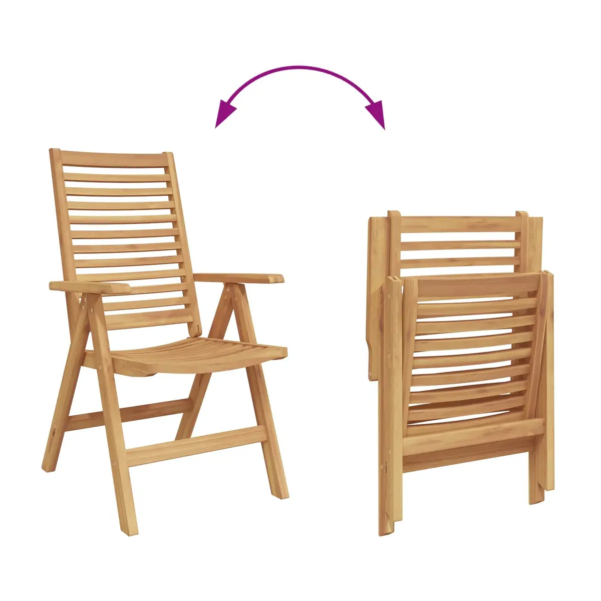 Folding Garden Chair Set 4 Piece Brown Teak Wood Outdoor Seating