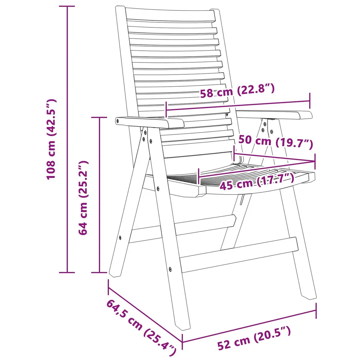 Folding Garden Chair Set 4 Piece Brown Teak Wood Outdoor Seating