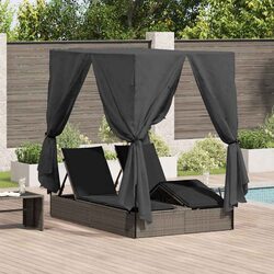 Practical and Cozy Grey Double Sun Lounger for Outdoors