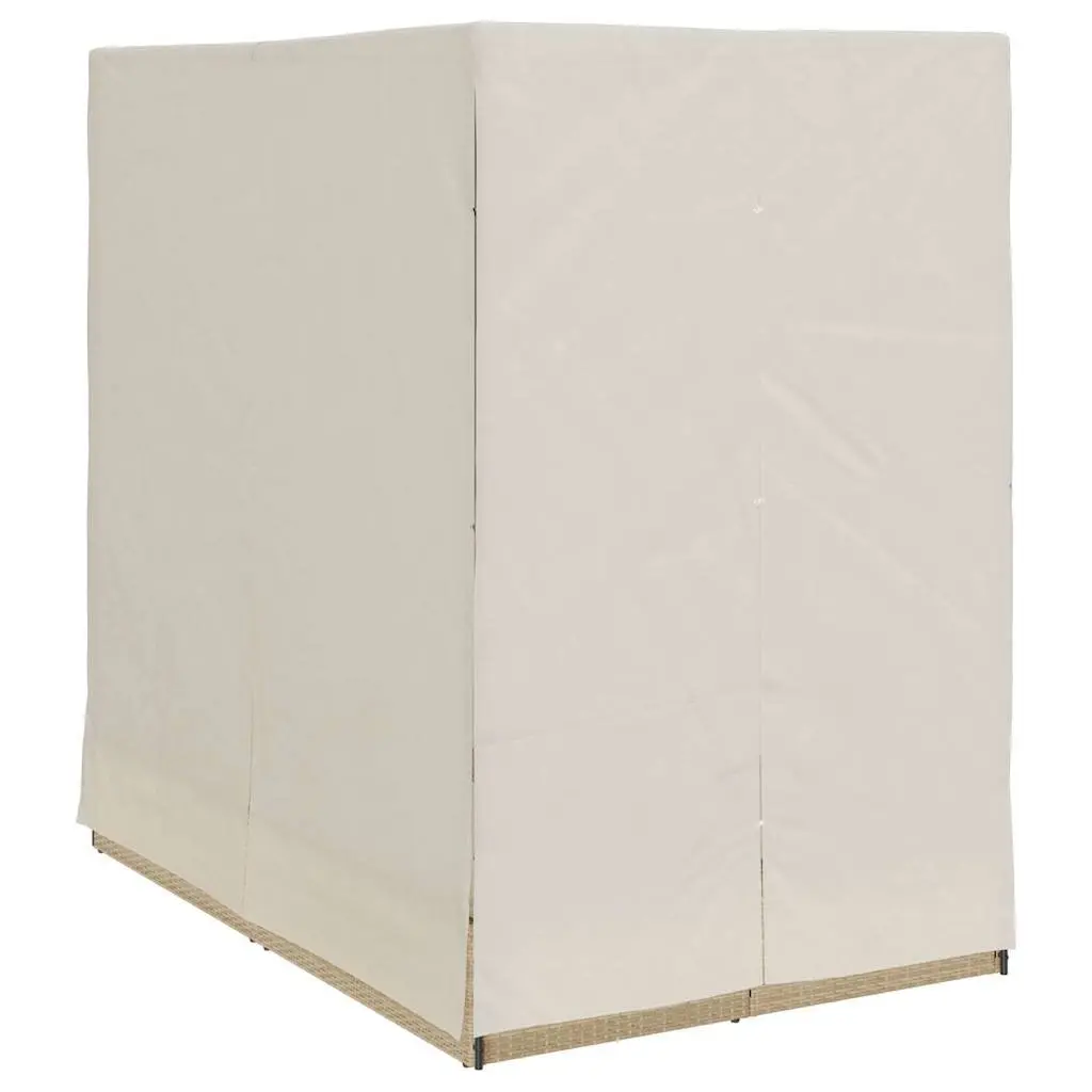 Double Sun Lounger Outdoor Bed Adjustable Backrest Beige