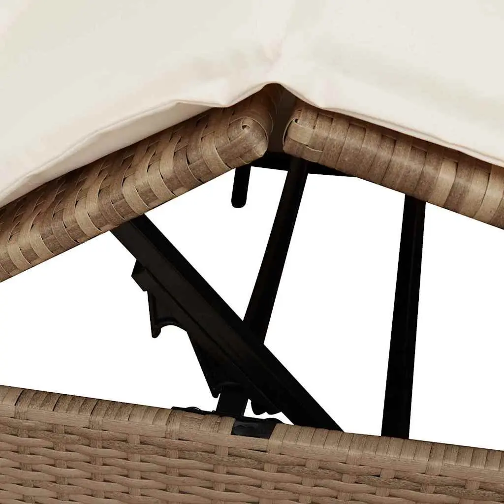 Double Sun Lounger Outdoor Bed Adjustable Backrest Beige