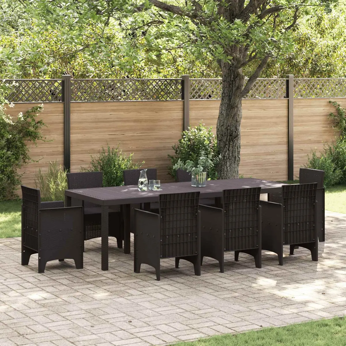 Brown Rectangular Garden Dining Table 250cm