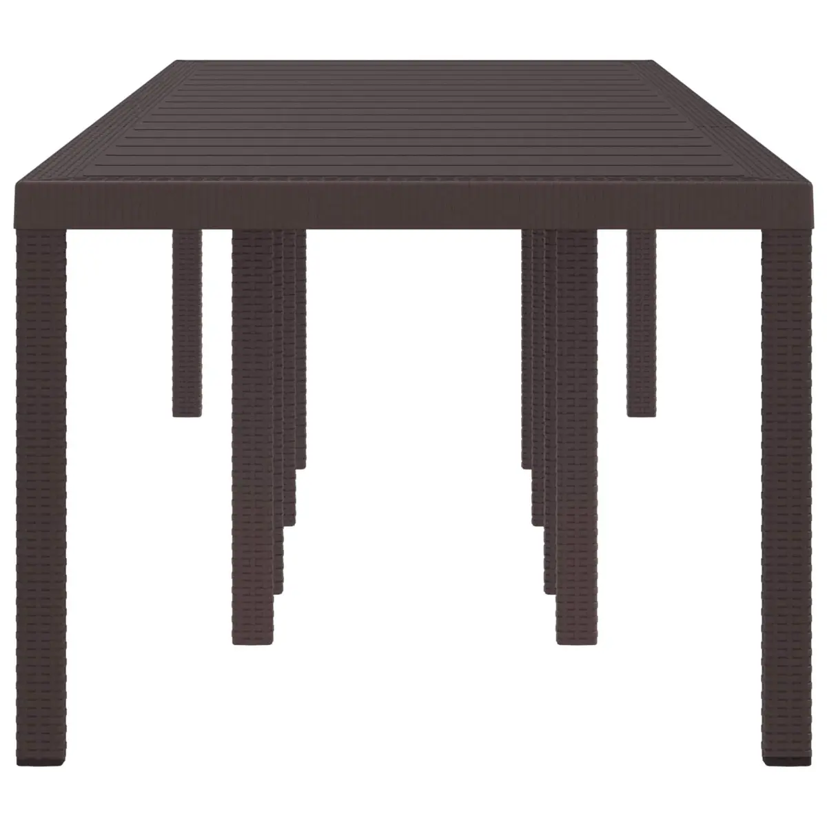 Garden Dining Table Rectangular Outdoor 300x100x73cm Brown Poly Rattan Steel