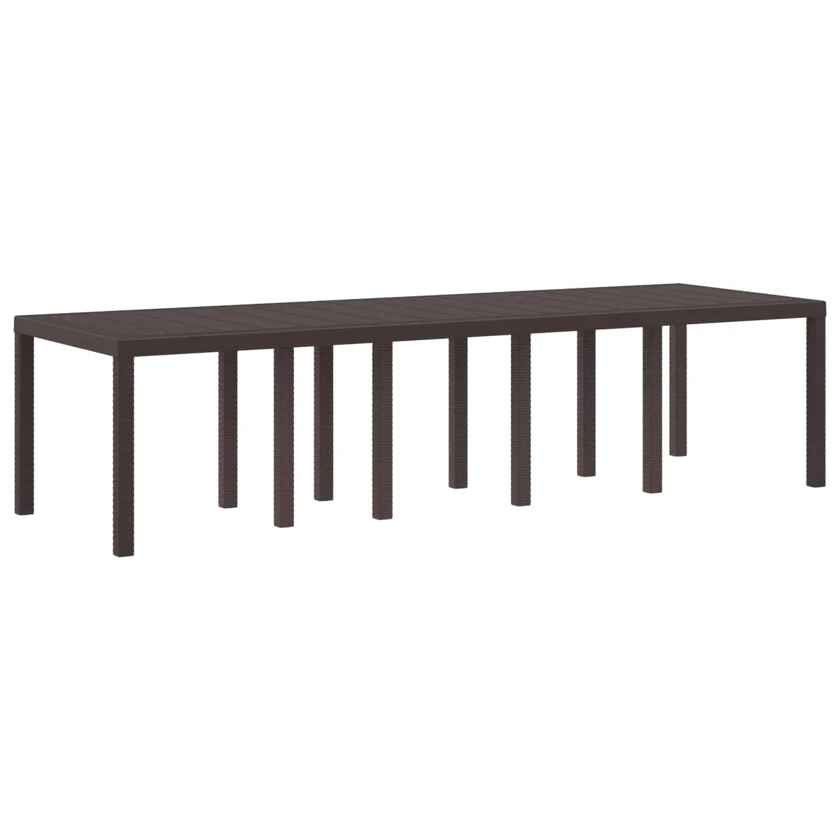 Garden Dining Table Rectangular Outdoor 300x100x73cm Brown Poly Rattan Steel