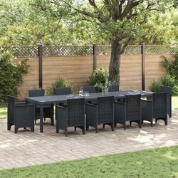 Garden Dining Table Anthracite Poly Rattan Outdoor Furniture Rectangular Large