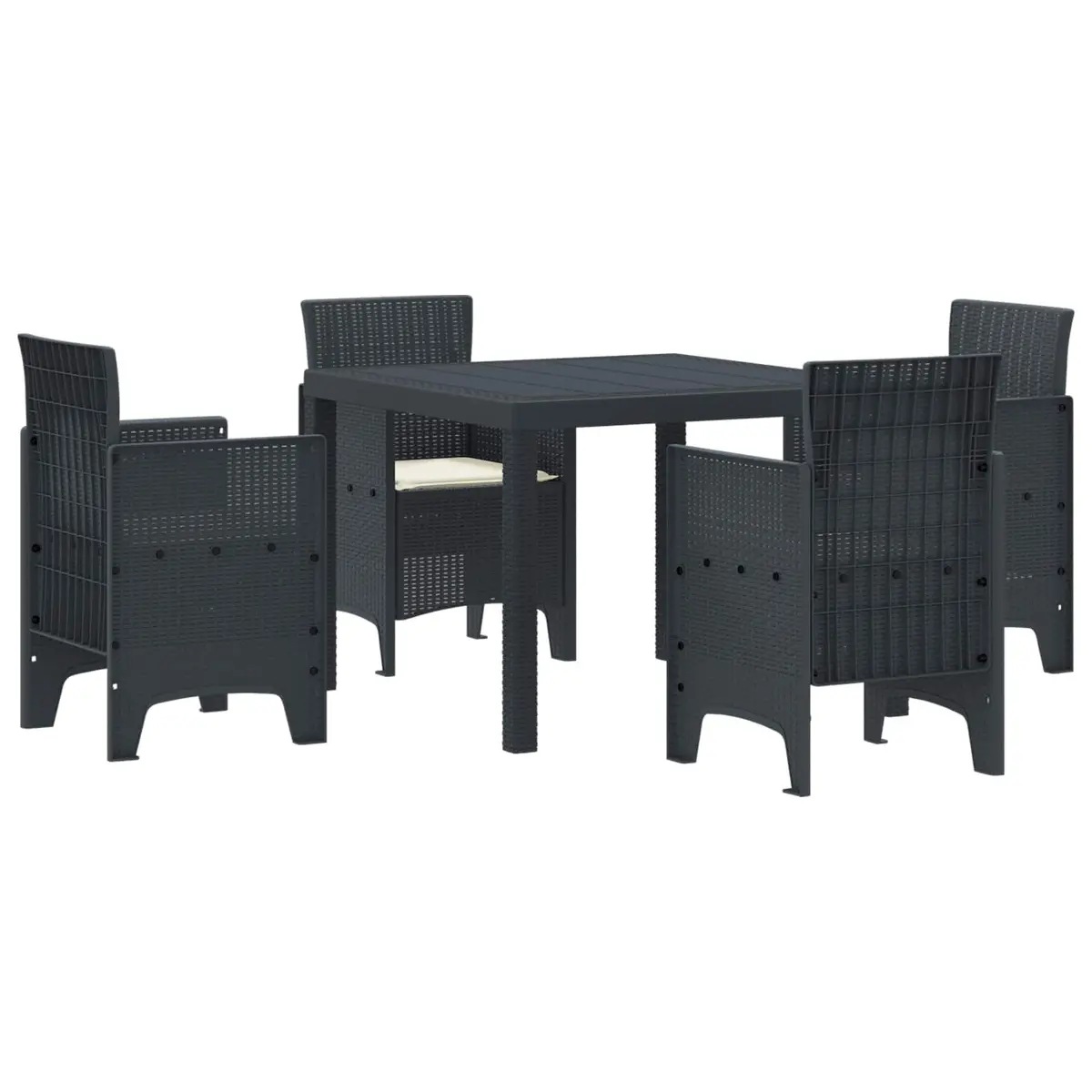 Garden Dining Set 5 Piece Outdoor Furniture Square Table Four Chairs Anthracite