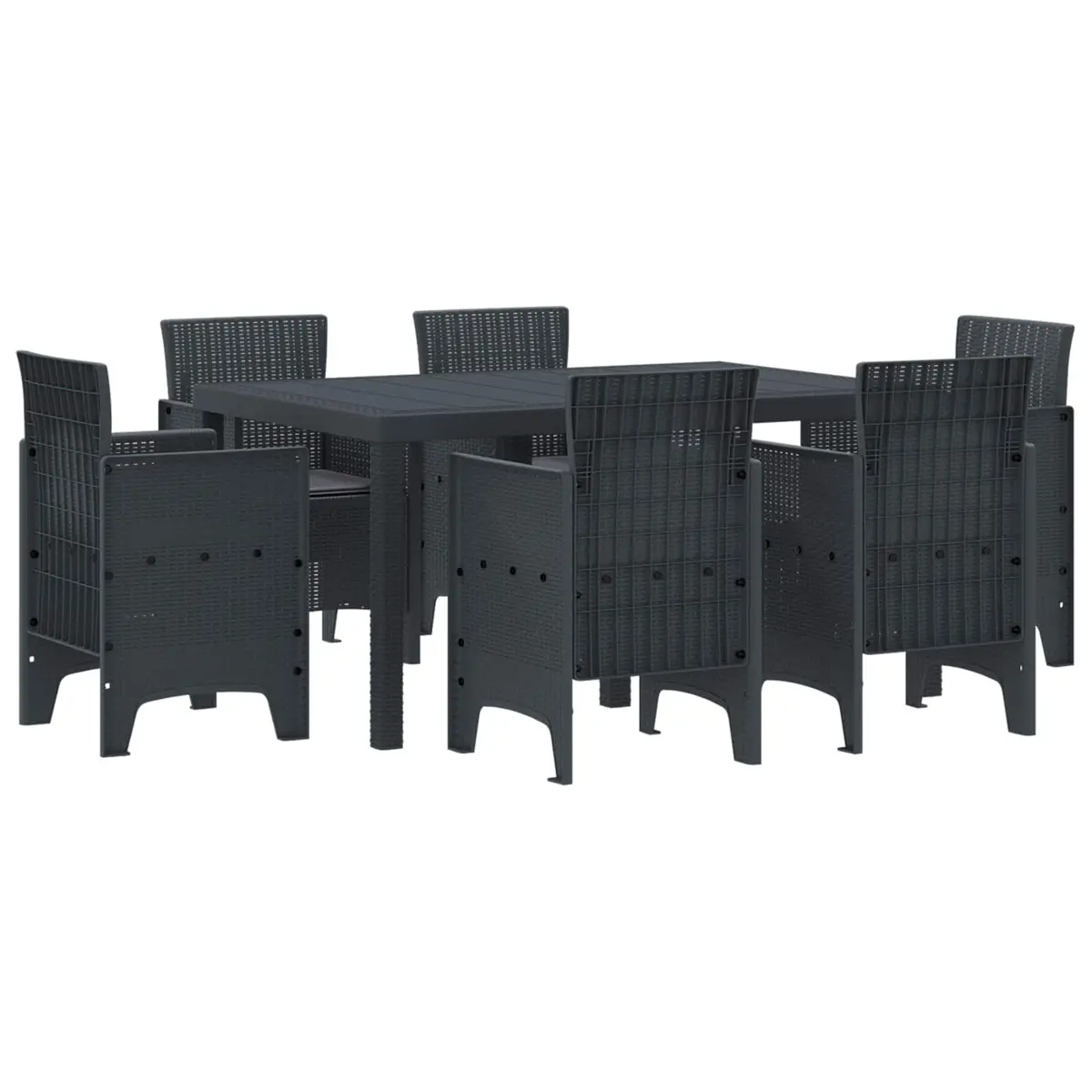 Garden Dining Set 7 Pieces Outdoor Furniture Patio Table Chairs Anthracite