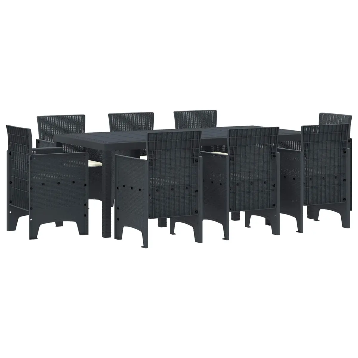 Outdoor Garden Dining Set 9 Piece Anthracite Polypropylene Table Chairs Patio