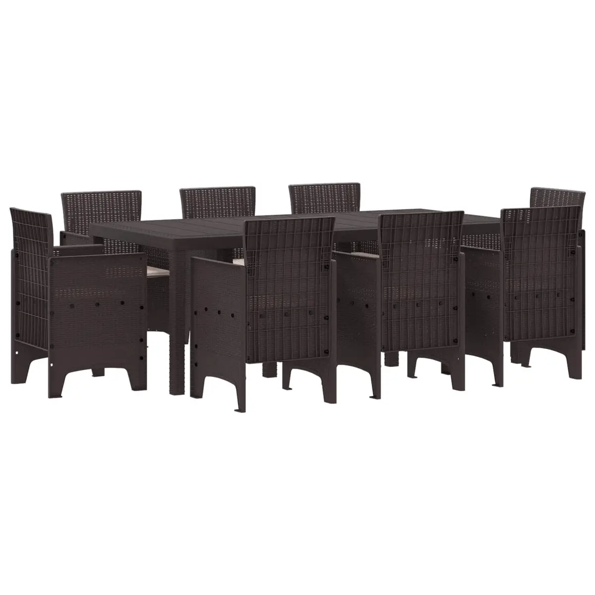 Garden Dining Set 9 Piece Outdoor Table and Chairs Brown Patio Furniture