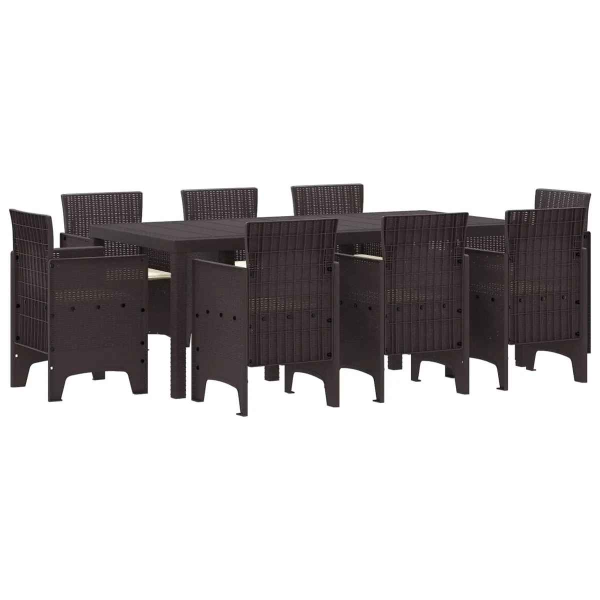 Garden Dining Set 9 Pieces Outdoor Furniture Rectangular Table and Chairs Brown