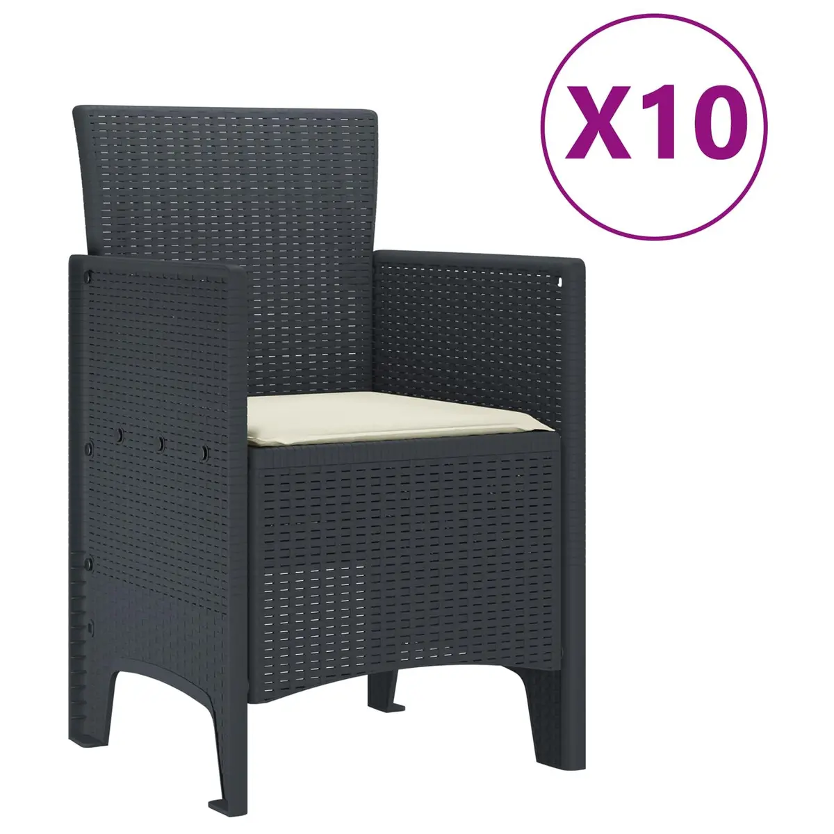 Outdoor Dining Set 11 Piece Rectangular Table and Chairs Anthracite Poly Rattan Modern