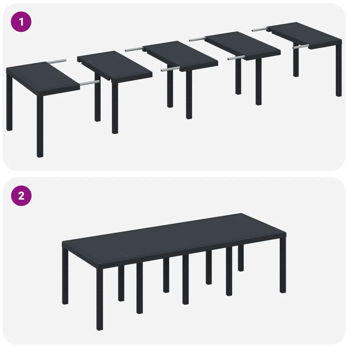 Outdoor Dining Set 11 Piece Rectangular Table and Chairs Anthracite Poly Rattan Modern