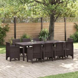 Affordable 11-Piece Brown Outdoor Dining Set