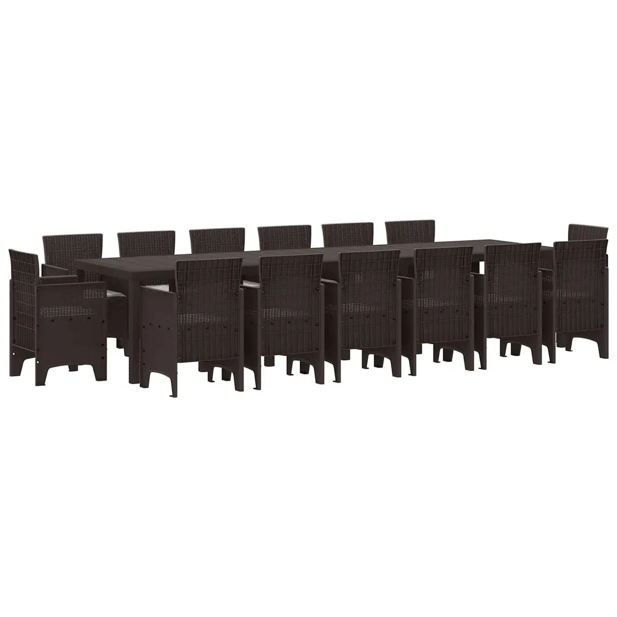 Garden Dining Set 15 Piece Brown Poly Rattan Outdoor Furniture Table Chairs