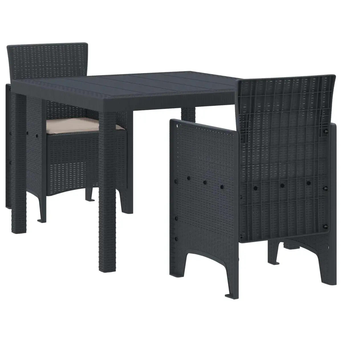 Garden Dining Set 3pcs Outdoor Patio Table Chairs Anthracite