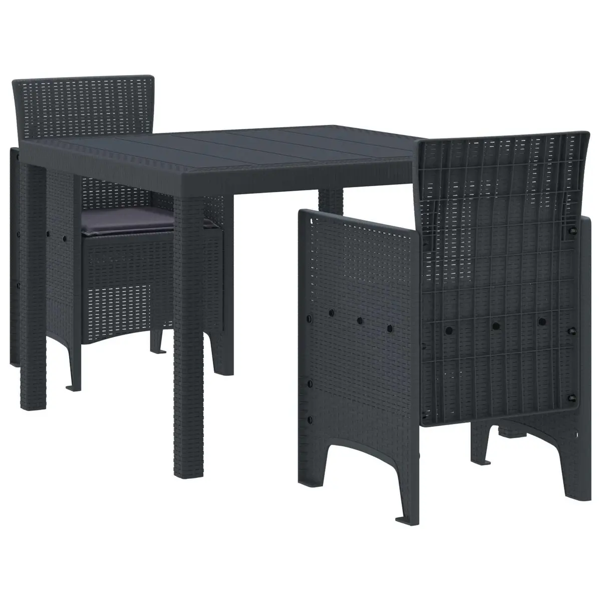 Garden Dining Set Outdoor Patio Table Chairs 3 pcs Anthracite