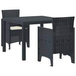 Comfortable 3-Piece Anthracite Dining Set for Outdoor Use