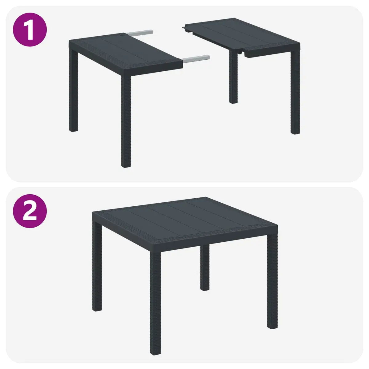 Outdoor Dining Set Poly Rattan Table and 4 Chairs Cushions Anthracite