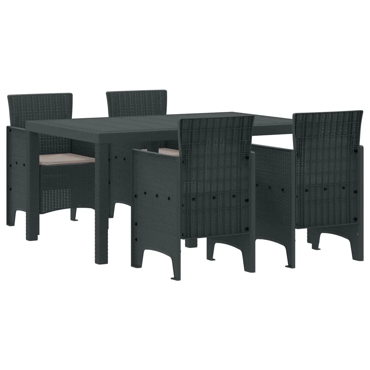 Garden Dining Set Outdoor Furniture 5 Piece Rectangular Table Chairs Anthracite