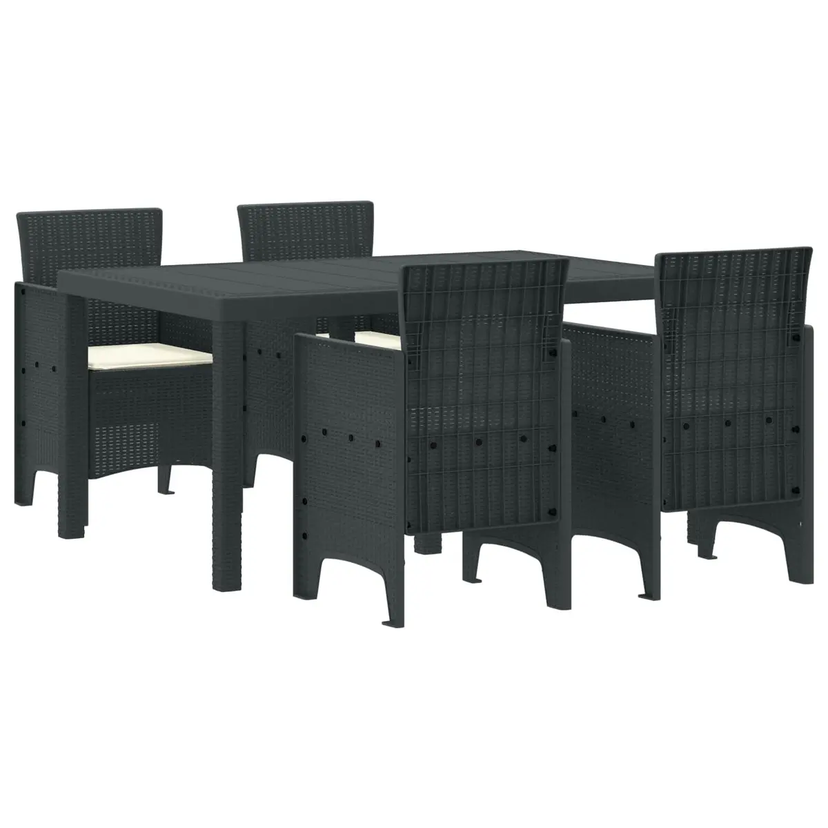Garden Dining Set 5 Piece Rectangular Table and Chairs Anthracite Outdoor Patio Furniture