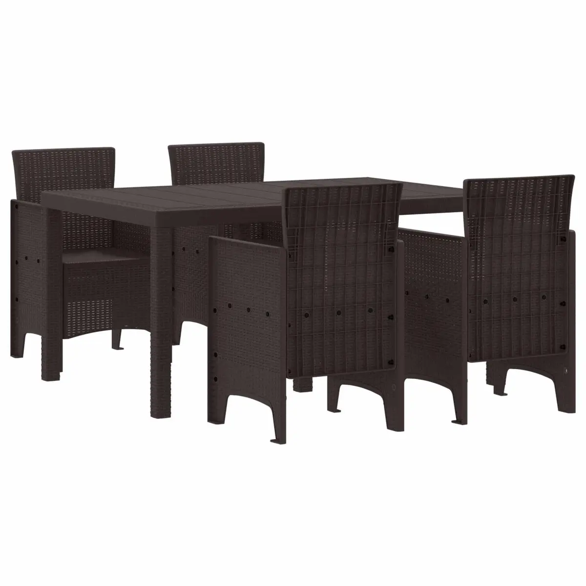 Garden Dining Set Outdoor Furniture 5 Piece Rectangular Table Chairs Brown