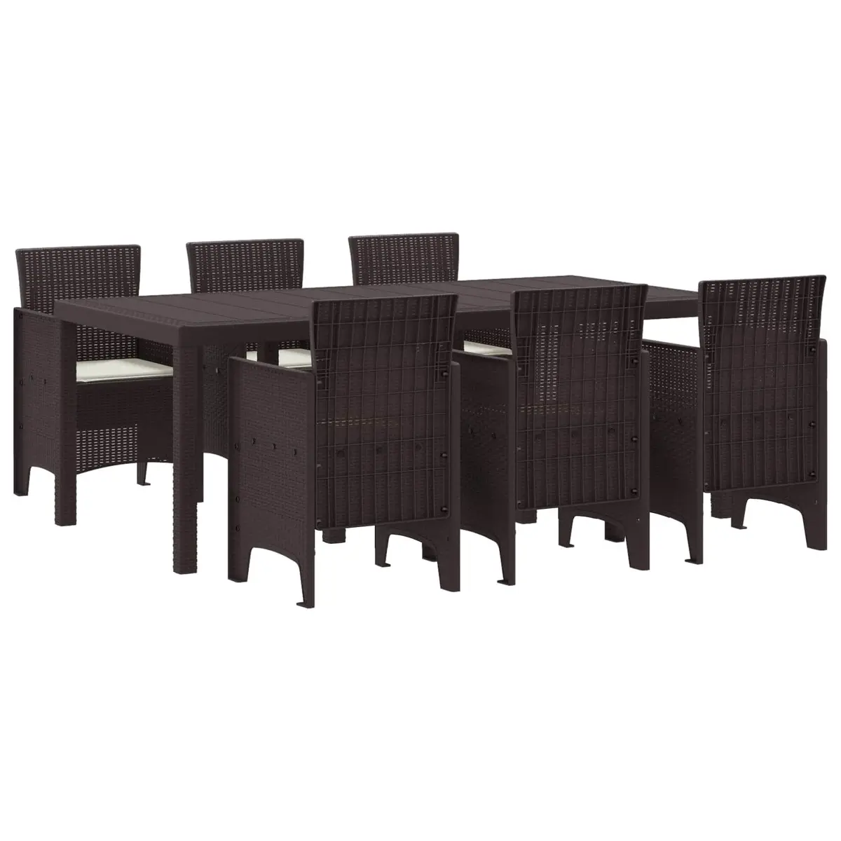 Garden Dining Set 7 Piece Outdoor Furniture Brown Polypropylene Table Chairs
