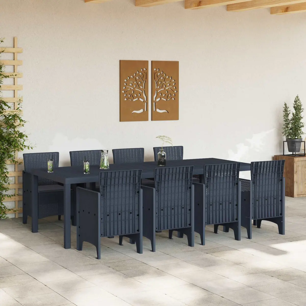 9-Piece Anthracite Outdoor Dining Set
