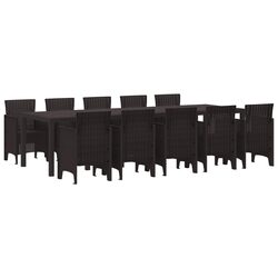 Reliable Outdoor Dining Set 11-Piece Brown Rattan with Cushions
