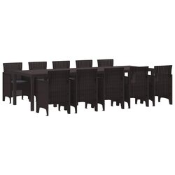 Comfortable 11-Piece Brown Rattan Dining Set for Outdoors