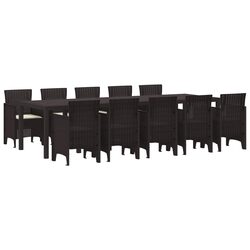 Reliable and Stylish 11-Piece Brown Rattan Dining Set