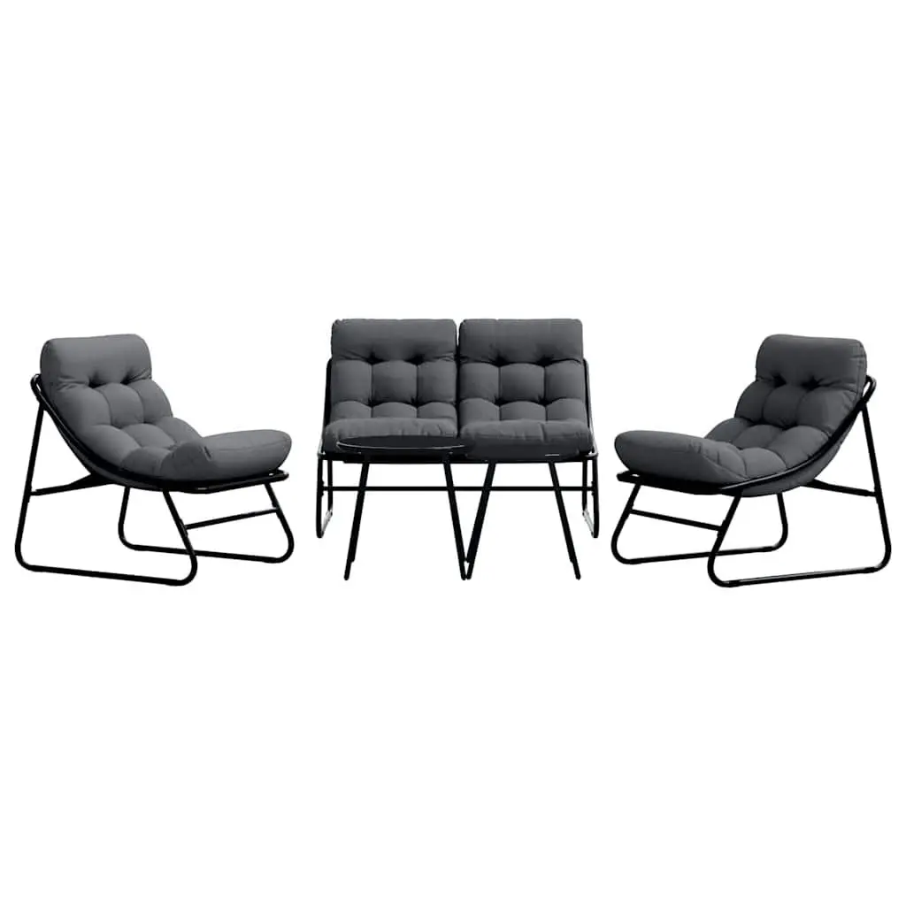Garden Dining Set 5 Pieces Outdoor Furniture Black Steel Sofa Table