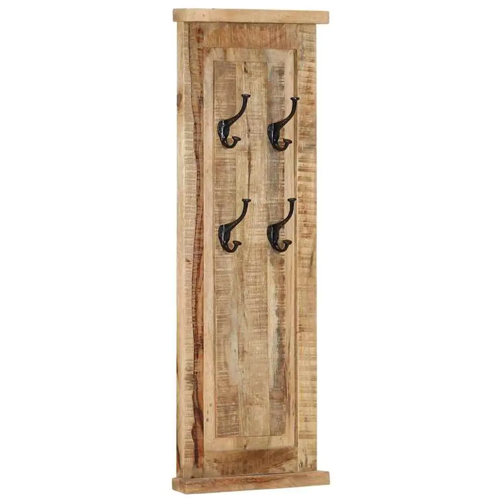 Coat Racks 2 Pieces Wall-Mounted Solid Wood Brown Retro Hooks