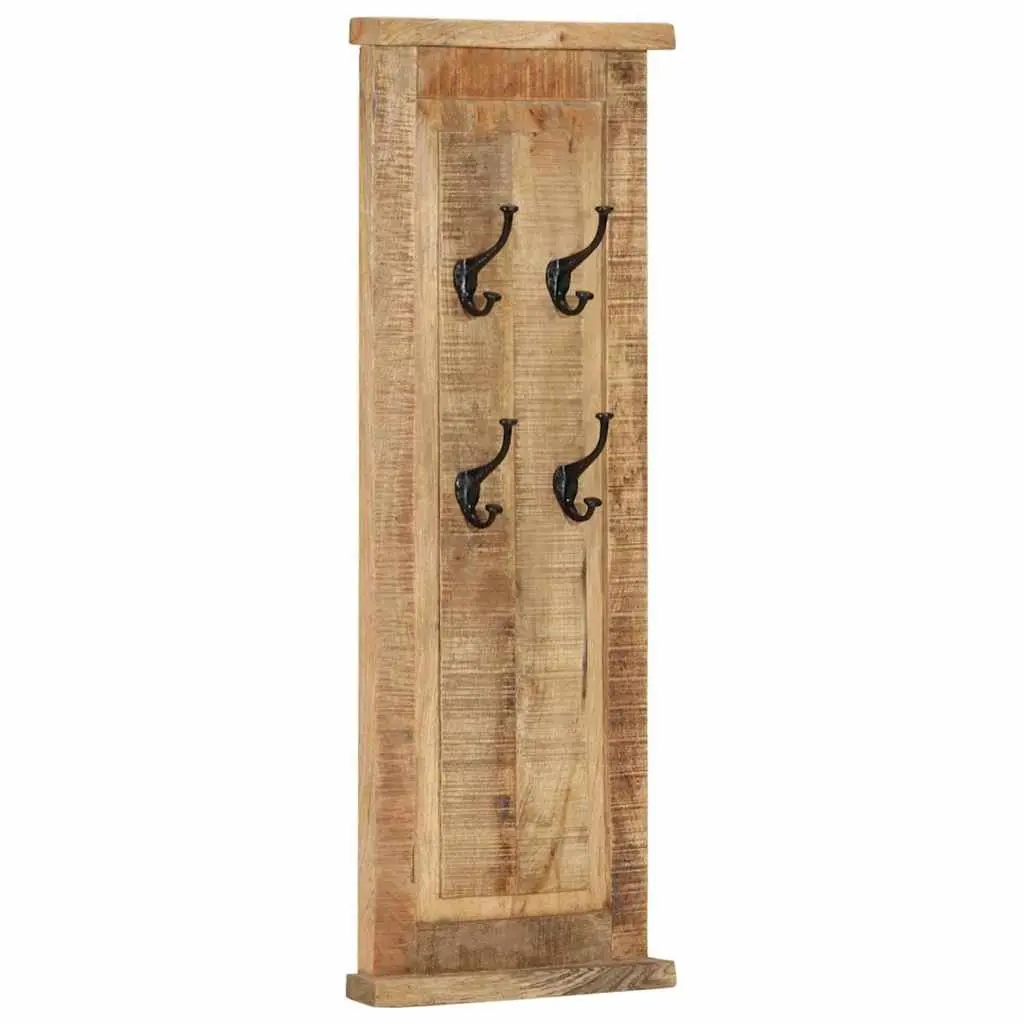Coat Racks 2 Pieces Wall-Mounted Solid Wood Brown Retro Hooks