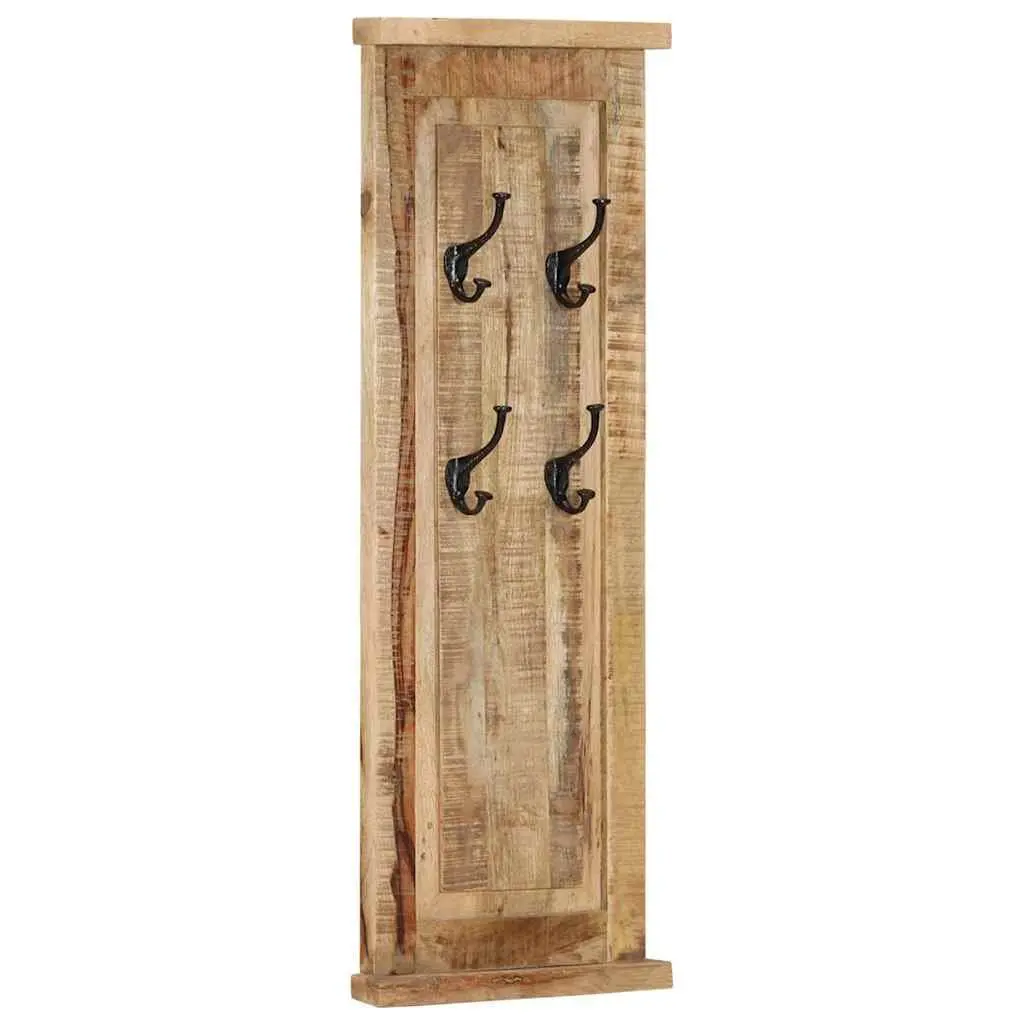 Coat Racks 2 Pieces Wall-Mounted Solid Wood Brown Retro Hooks