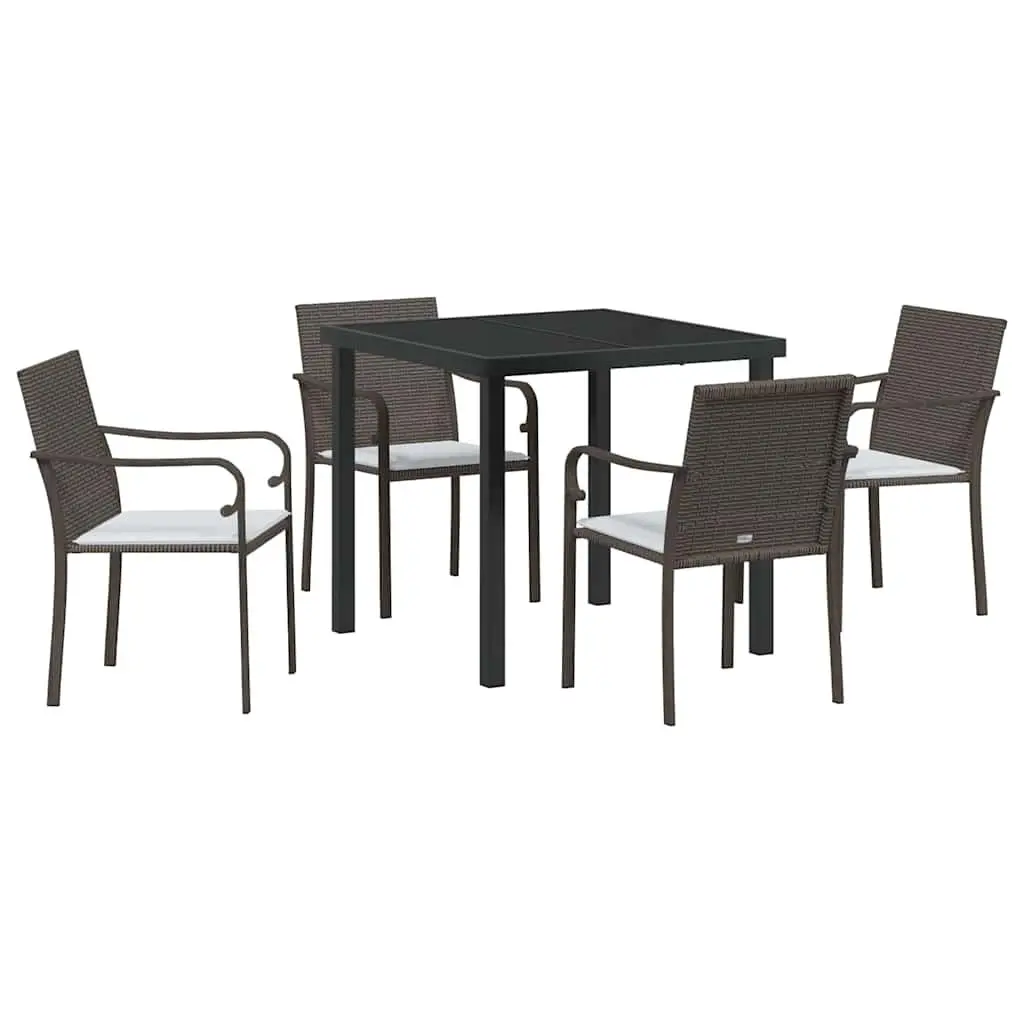 Outdoor Furniture Dining Set 4 Chairs Table Brown Modern Rattan Patio Garden