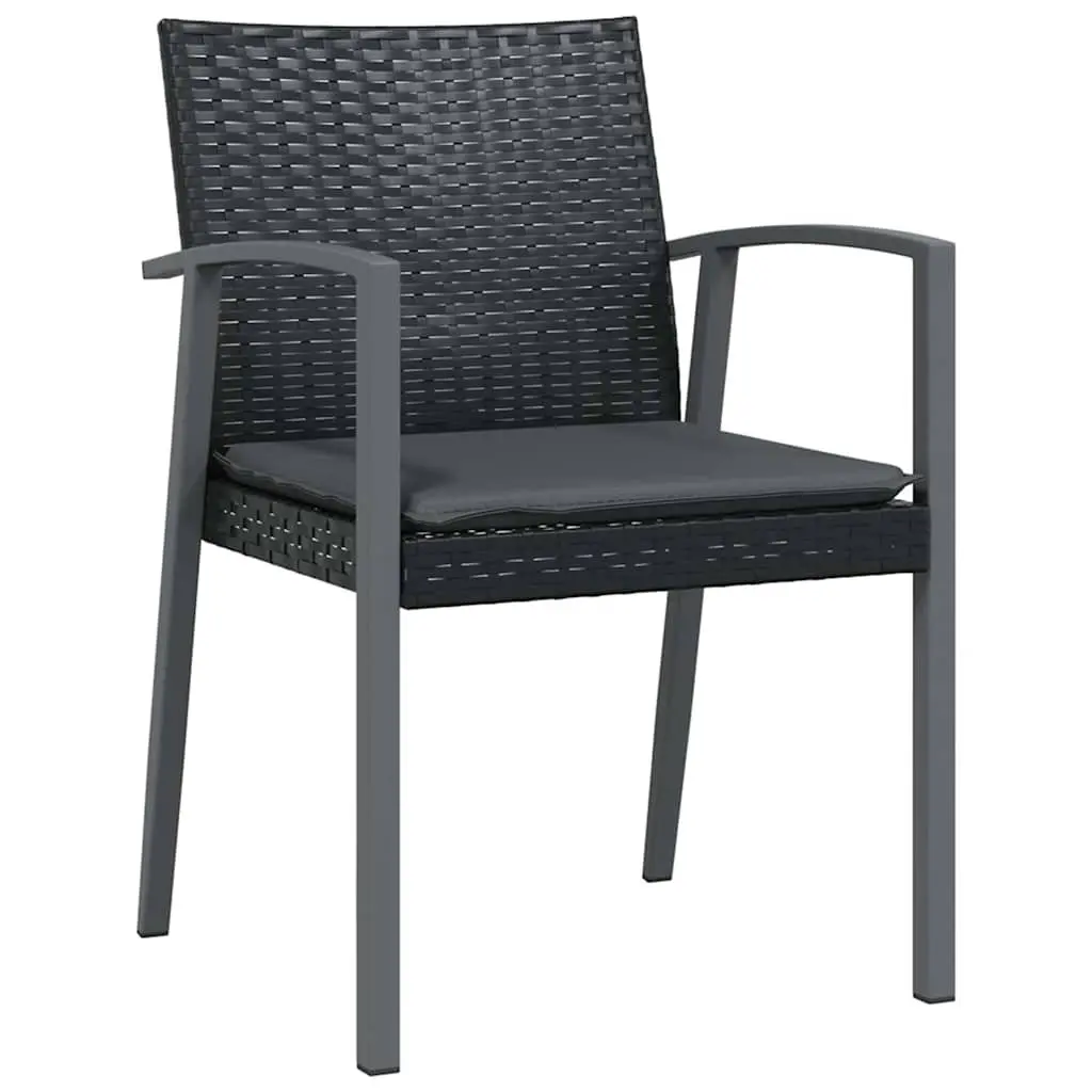 Garden Dining Set Outdoor Furniture 3 Pieces Black PE Rattan Steel Frame