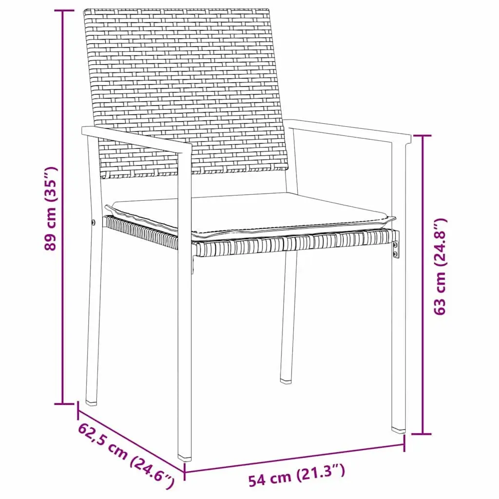 Garden Dining Set 3 Pieces Outdoor Furniture Black Grey PE Rattan Steel