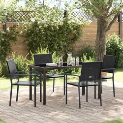 Practical 5-Piece Black Rattan Dining Set for Comfort