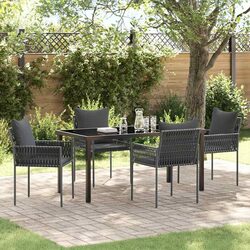 Quality 5-Piece Black Grey Dining Set for Outdoor Spaces